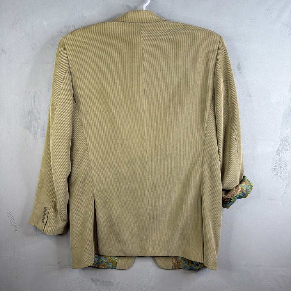 Sean John Blazer Mens 42L Long Green Corduroy Sport Coat Paisley Lined - Picture 2 of 13